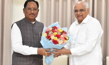 मुख्यमंत्री श्री विष्णु देव साय ने गांधीनगर में गुजरात के मुख्यमंत्री श्री भूपेंद्र पटेल से की सौजन्य भेंट.